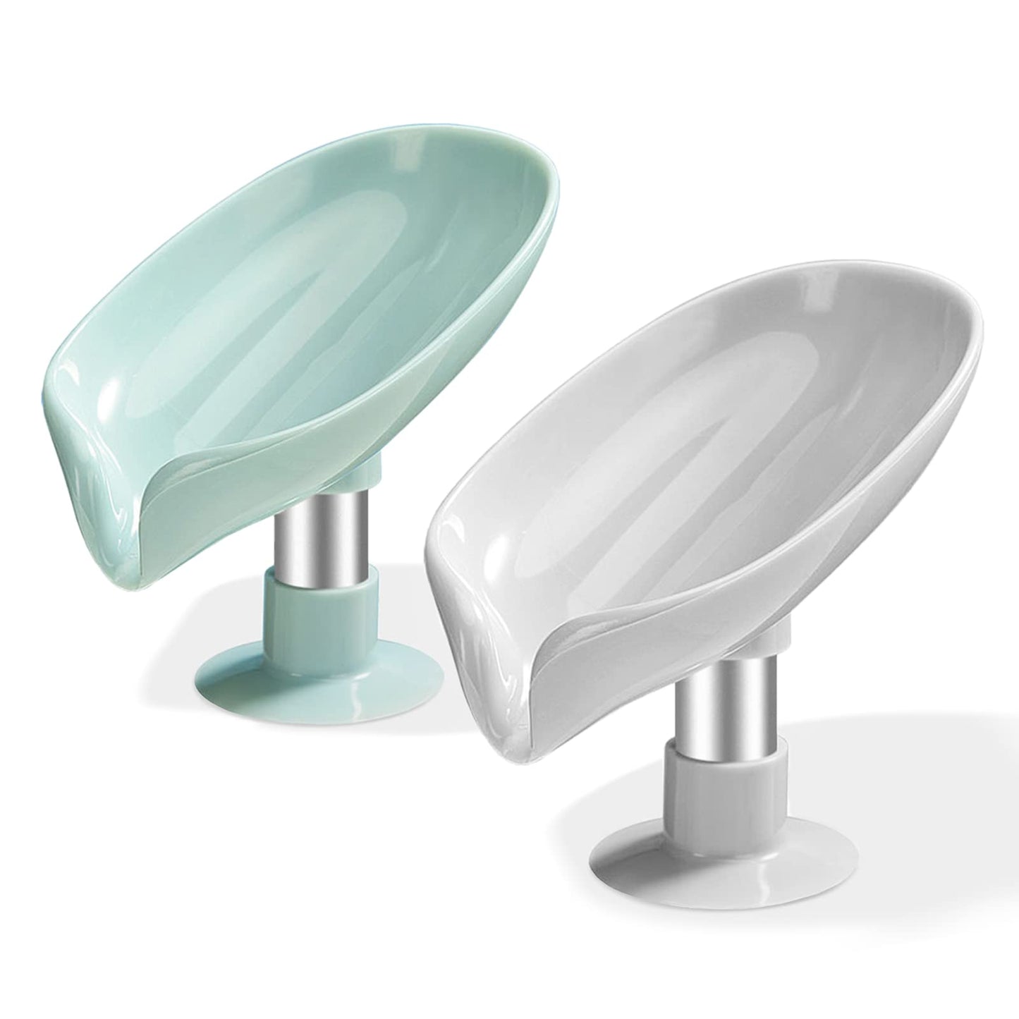 Soap Dishes 2 Pcs,Soap Holder with Drainage,Soap Dish for Shower,Easy Cleaning Soap Box Container,Leaf Shape Soap Tray,Used in the Kitchen Bathroom