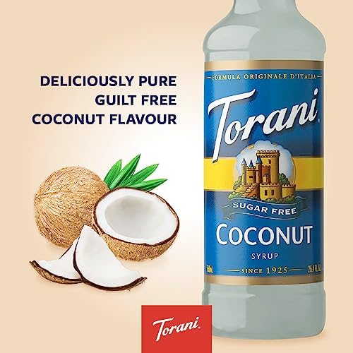 Torani Sugar Free Coconut Coffee Syrup Gift Set (4 x 750ml) - Classic Flavour for Lattes & Iced Drinks - Zero Calorie, Vegan Coffee Flavouring