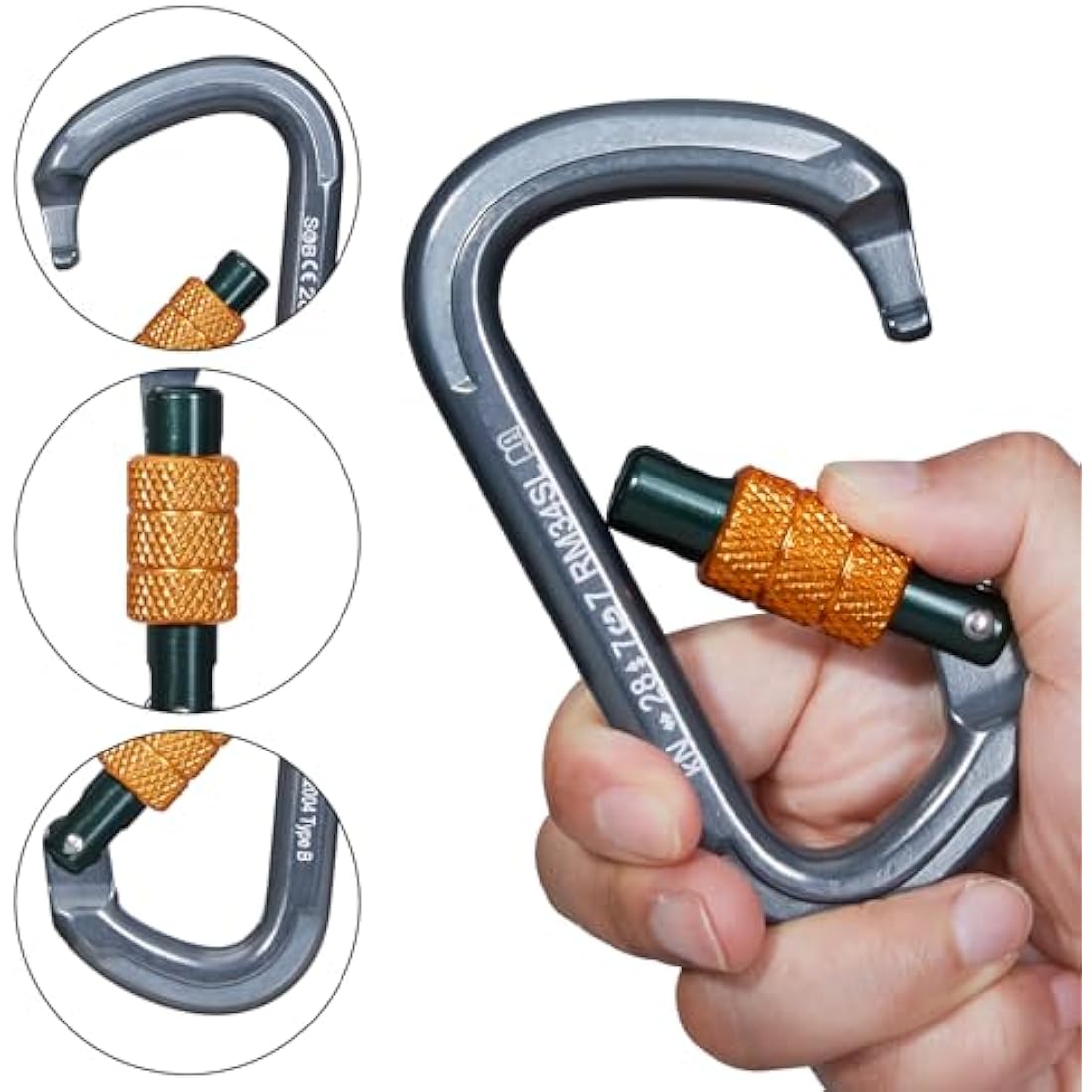 Climbing Carabiners, Auto Locking Carabiner Clips Heavy Duty for Rock Climbing, Camping, Dog Leash, Hammock, Swing, Water Bottle