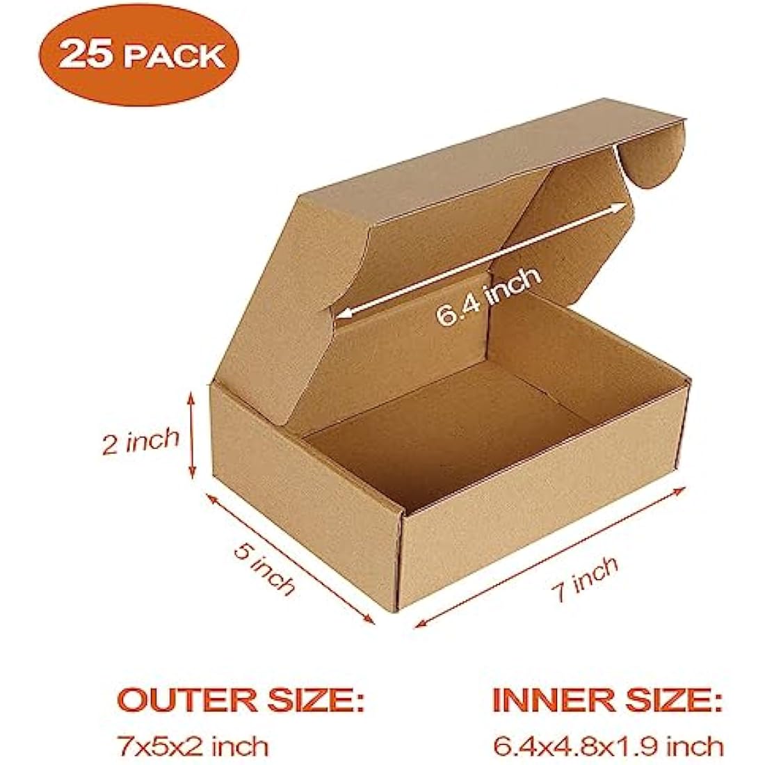 RLAVBL 25 Pack 178x127x51 mm (7x5x2 in) Shipping Boxes Small Brown Corrugated Cardboard Box for Packing Mailing