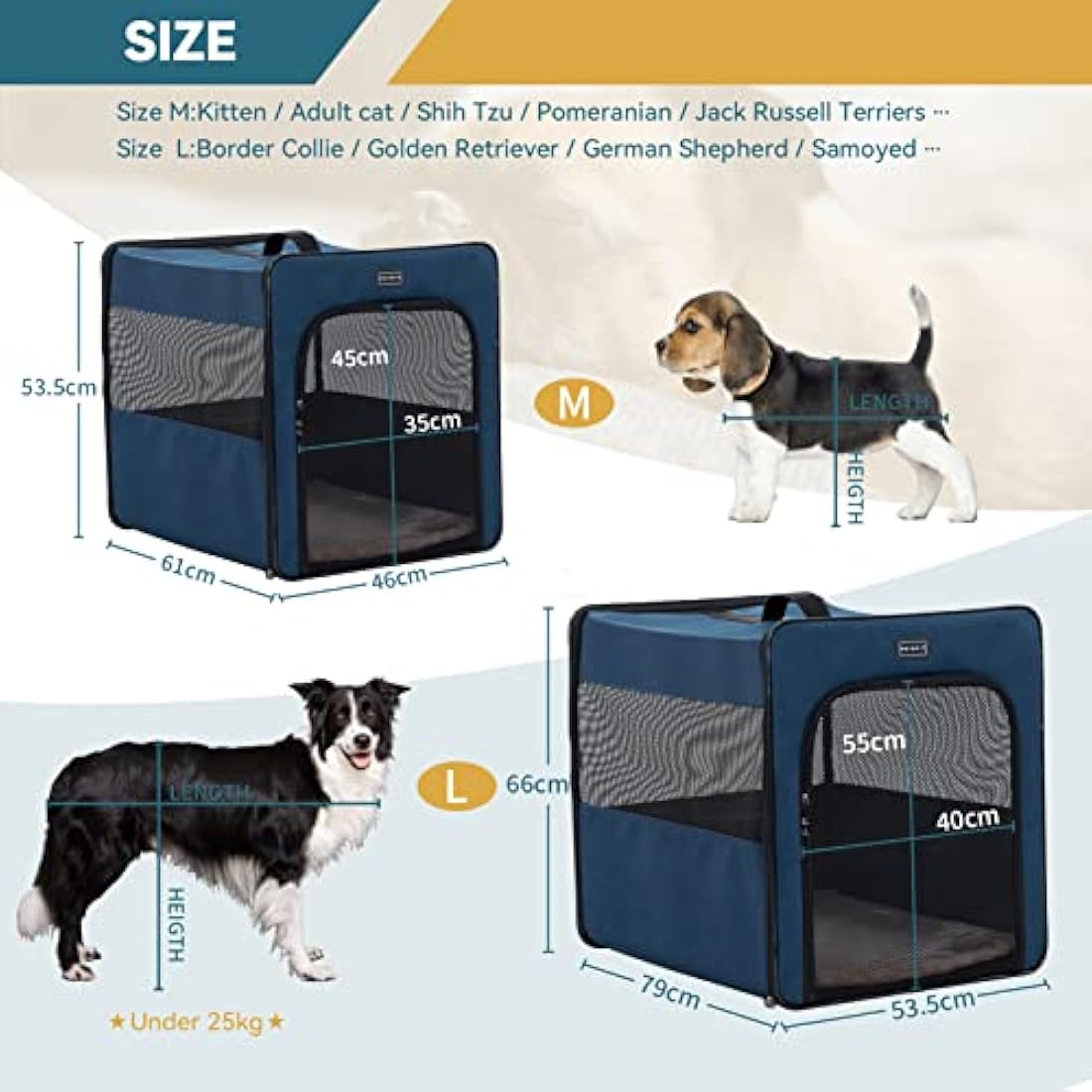 Petsfit Dog Travel Crate Lightweight Dog Crate,Portable Dog Crate,Foldable Fabric Extra Large Dog Crate with Fleece Mat, Blue