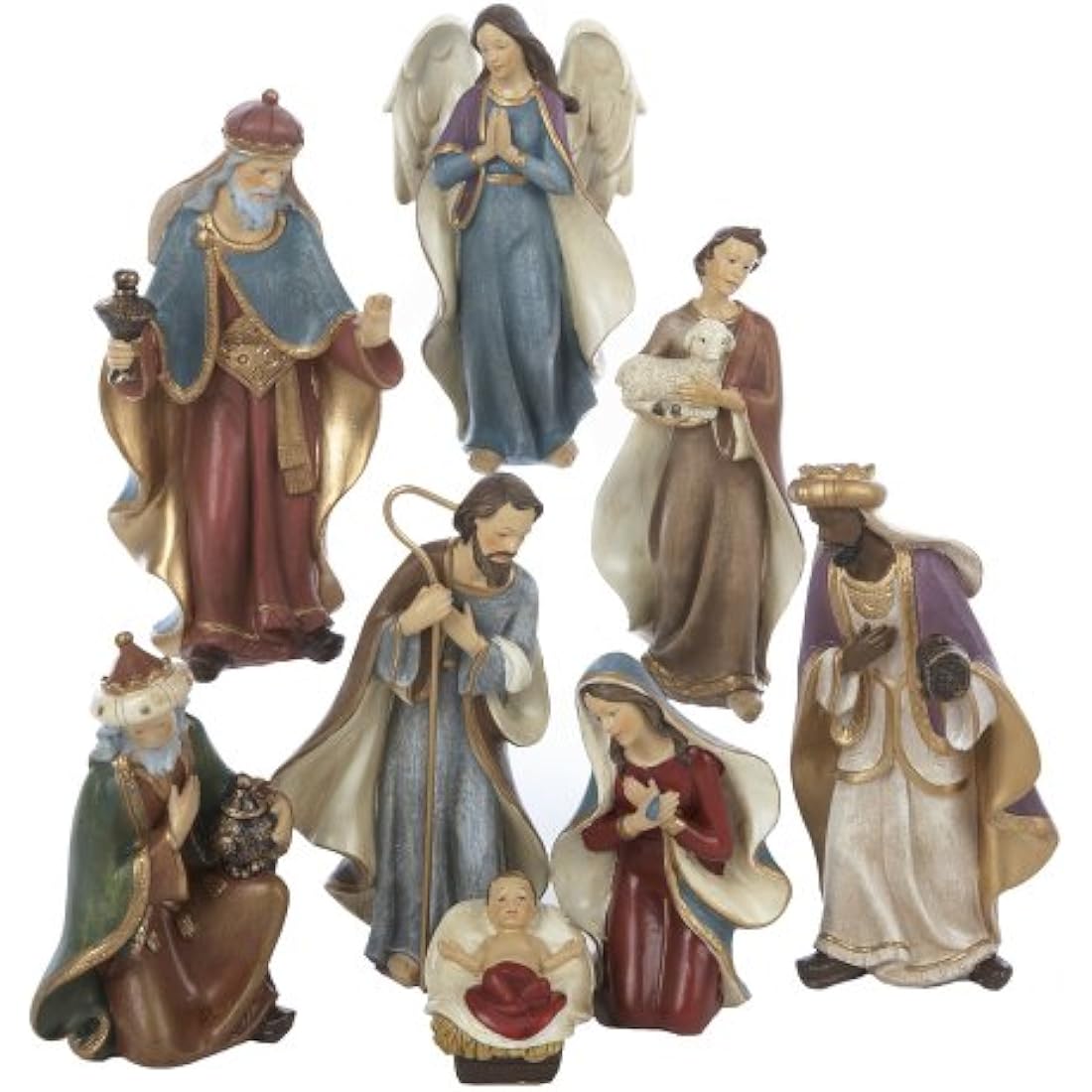 Kurt Adler Resin Nativity Figurine Set, 6.25-Inch, Set of 8