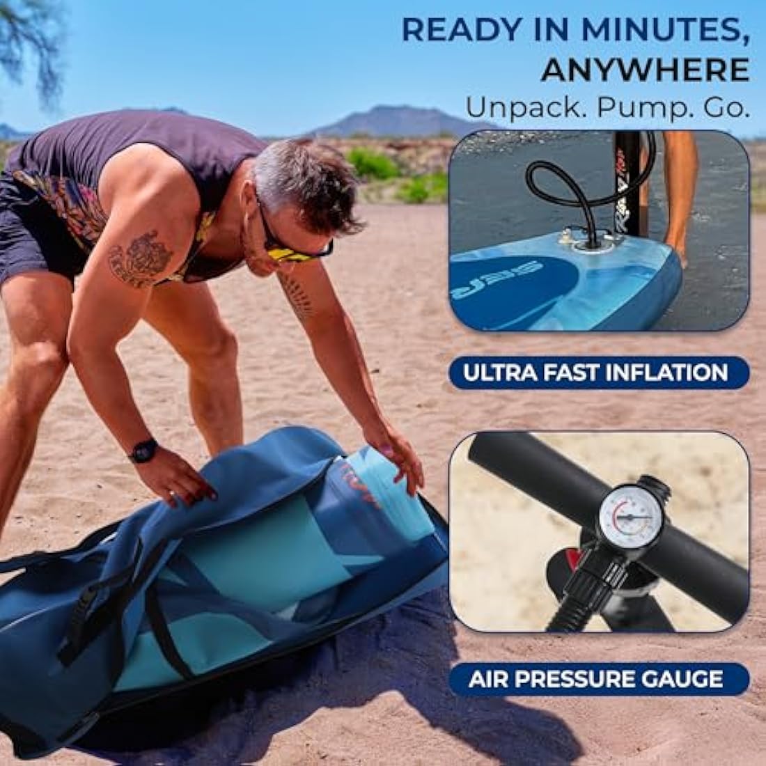 SereneLife Inflatable Stand Up Paddle Board, SUP Board- Paddleboards for Adults & Youth, Surfing Board Kit, 0.63cm Thick Standup Paddleboarding, Non-Slip Deck, Wide Stance, Surf Control w/Backpack