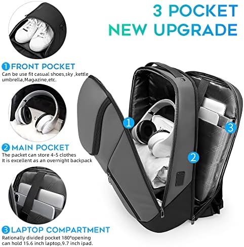 BANGE Business Smart Backpack Waterproof fit 15.6 Inch Laptop Backpack with USB Charging Port,Travel Durable Backpack