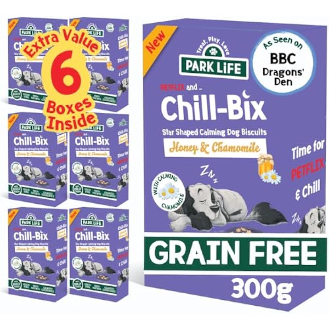 PARK LiFE - Chill Bix Dog Biscuits Honey & Chamomile, 6 x 300g