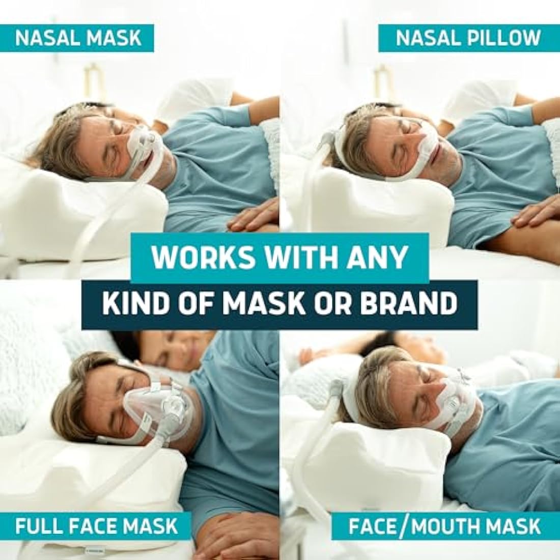 Lunderg CPAP Pillow for Side & Back Sleepers - Medium-Firm Memory Foam with Adjustable Height - 2 Pillowcases Included - Reduce Air Leaks & Mask Pressure for Better Sleep - Compatible with ALL Masks