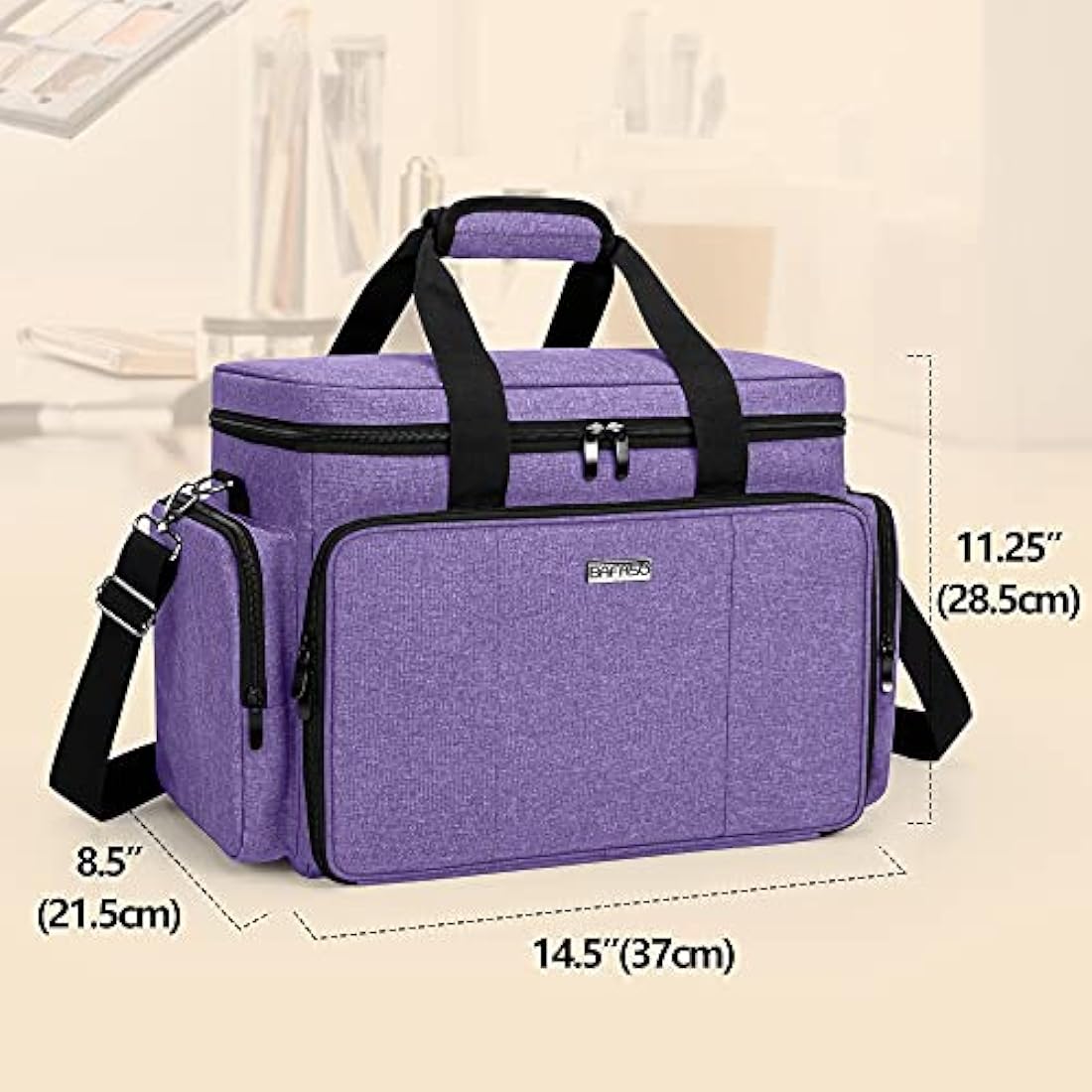 BAFASO Large Makeup Bag Cosmetic Bag with Removable Dividers, Travel Makeup Case Holds Cosmetics, Purple