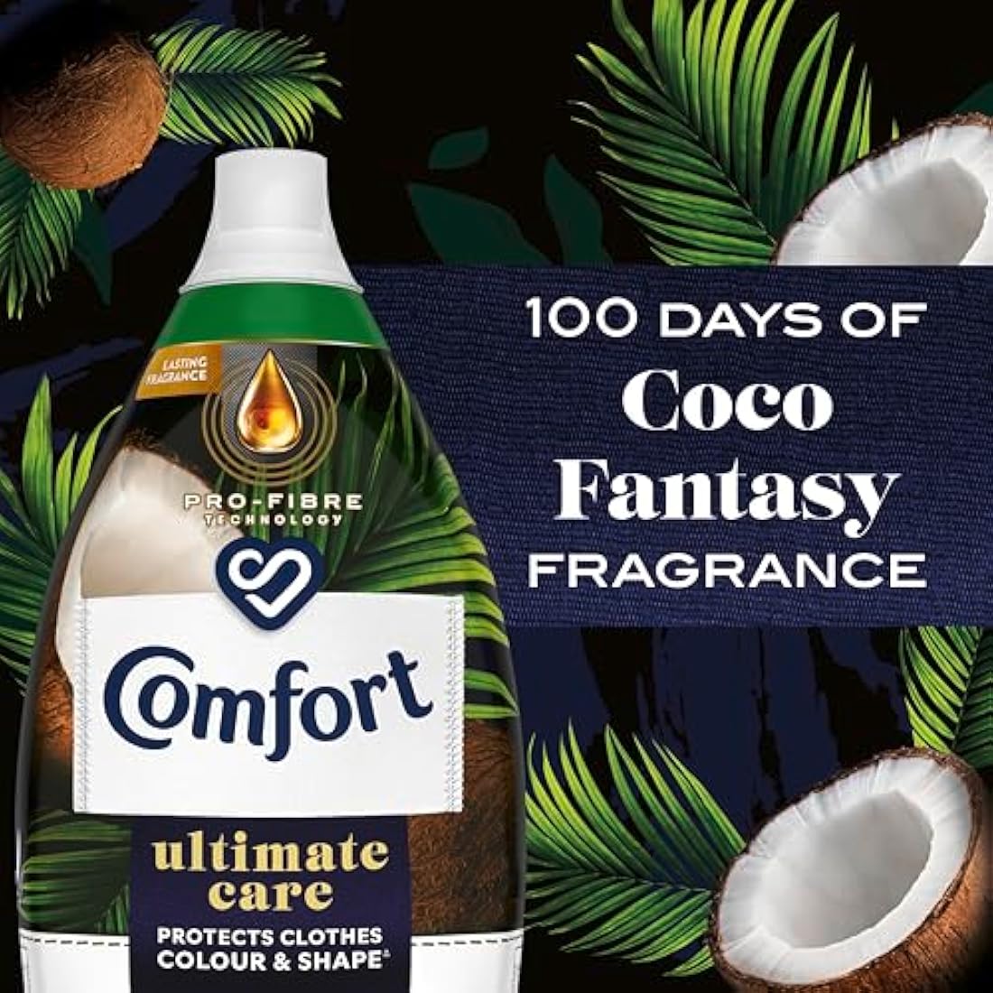 Comfort Ultimate Care Coco Fantasy Ultra-Concentrated Fabric Conditioner bottle made of 100% recycled plastic* for complete clothes protection 6x 870 ml (348 washes)