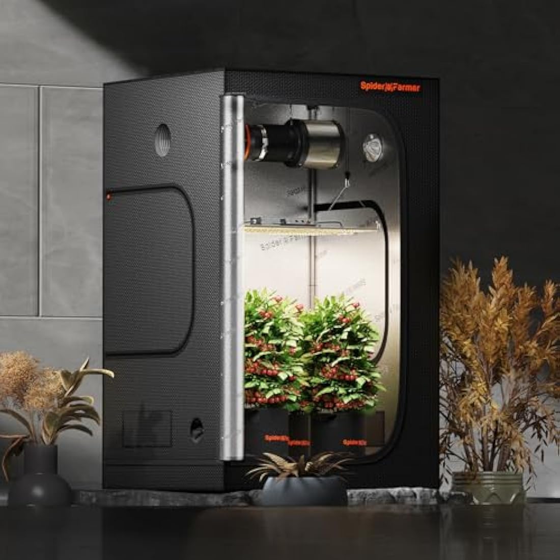 Spider Farmer 2x2x4 Pro-Grade Grow Tent, 24"x24"x48", with Observation Window and Floor Tray, 1680D Thicken Mylar Canvas Hydroponic Grow Tent, 2x2x4 for Indoor Growing for SF1000/SF600
