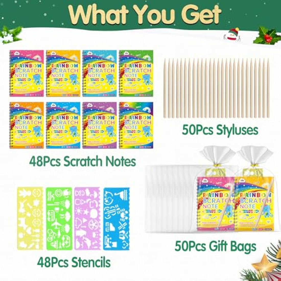 ZMLM Party Bag Fillers for Kids - Scratch Art Party Bag Fillers for Kids, Arts and Crafts Kits for Ages 4-9 Rainbow Scratch Books Classroom Birthday Gifts for Girls & Boys (48 Pack)