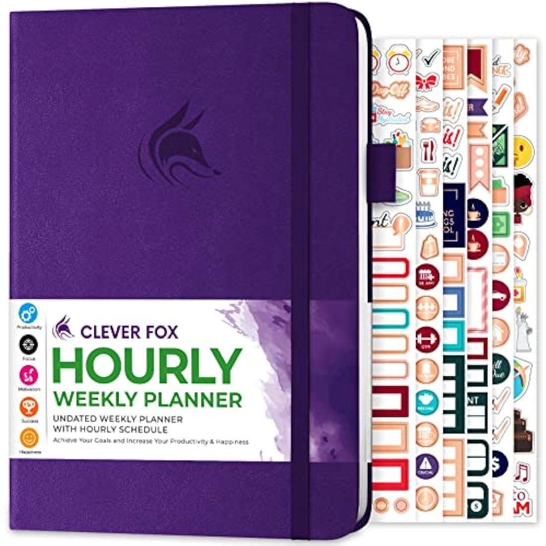 Clever Fox Planner Schedule – Undated Weekly & Monthly Life Planner with Time Slots, Appointment Book & Daily Organizer, A5 (Purple)