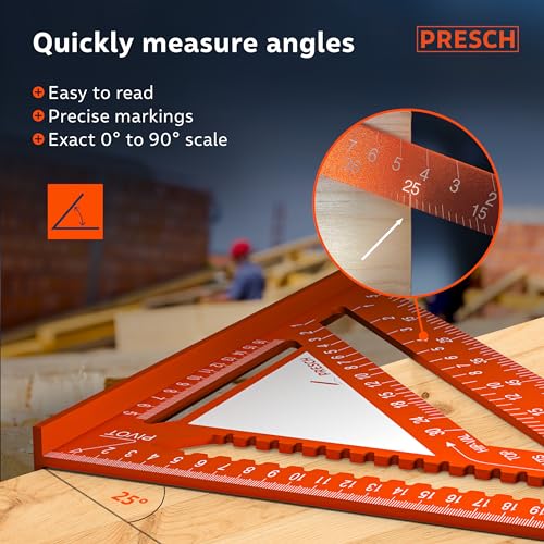 Presch Carpenters Square 300mm | Innovative wipeable note surface | High-precision milled aluminum for permanently accurate 90° angles | Carefully crafted, resilient coating