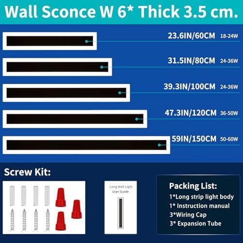 Mikeru 6500k Cool White Outdoor Wall Light, 150cm Modern Porch Wall Light, LED Vertical Long Acrylic Garden Fixture, IP65 Waterproof for Balcony, Living Room, Garage, Patio