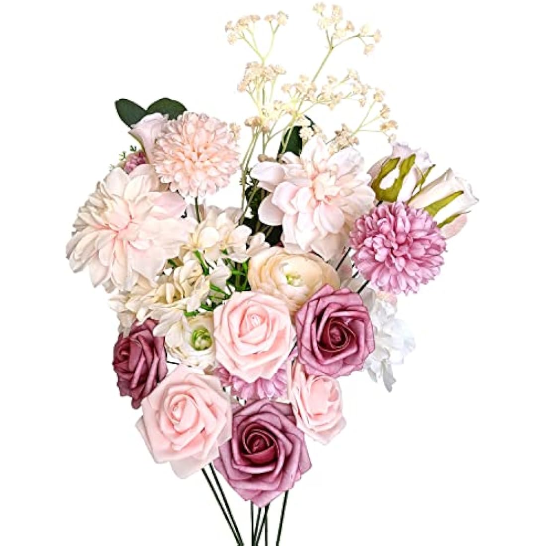Artificial Flowers, Foam Fake Combo Box Set, Flowers with Stems, for DIY Floral Arrangements Bouquets Wedding Party Home Baby Shower Decor (Champagne Dusty Pink)