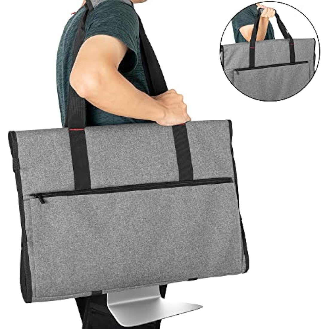 Trunab Monitor Carry Case Compatible with iMac 27" Desktop Computer/ 27" LCD Screens and Monitors, Protective Storage Case Monitor Dust Cover for 27" Screens and Accessories, Grey - Patented Design