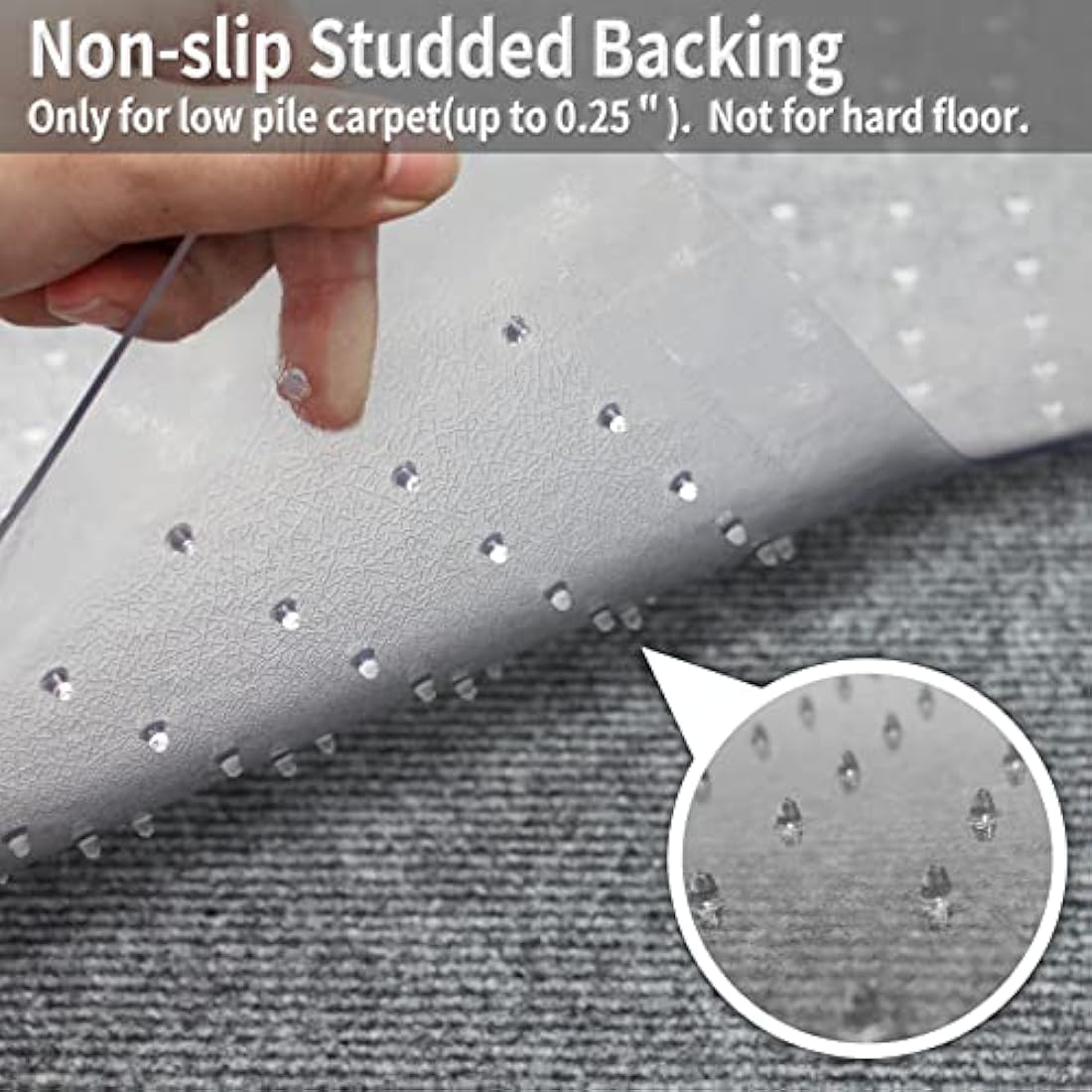 SHAREWIN Office Chair Mat for Carpeted Floors, 120x90 cm with Lip Heavy Duty Anti-Slip for Low/Medium Pile Carpet Protector Rug, Easy Clean
