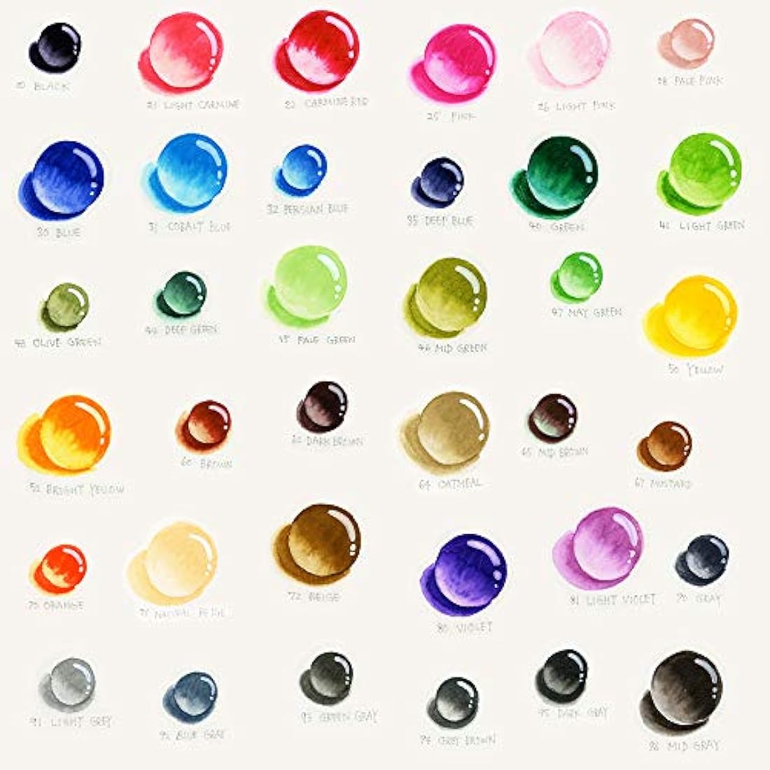 Kuretake Clean Color Real Brush Watercolour Brush Pens (Set Of 36 Colours)