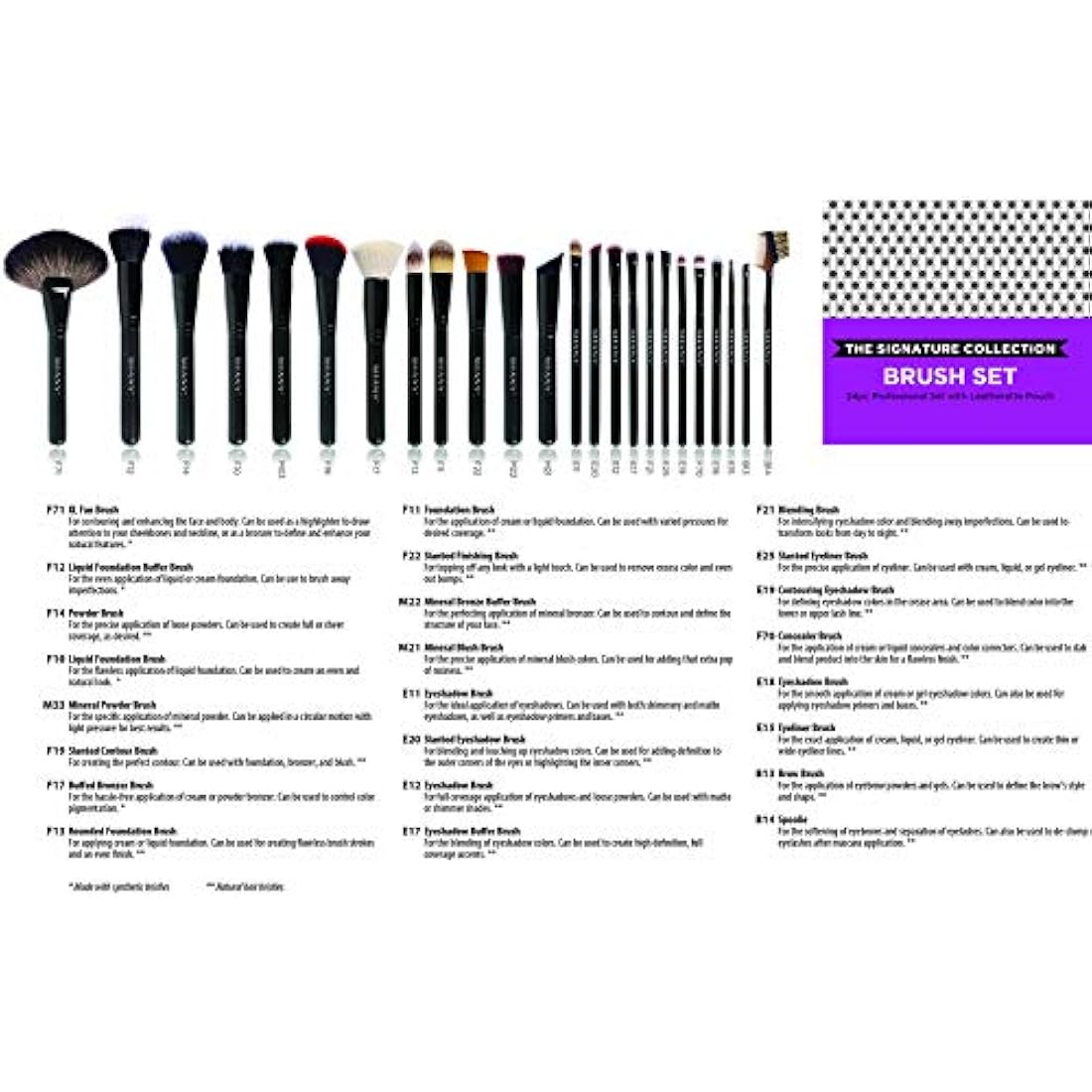 SHANY Pro Signature Brush Set 24 Pieces Handmade Natural/Synthetic Bristle with Wooden Handle, The Masterpiece by SHANY Cosmetics