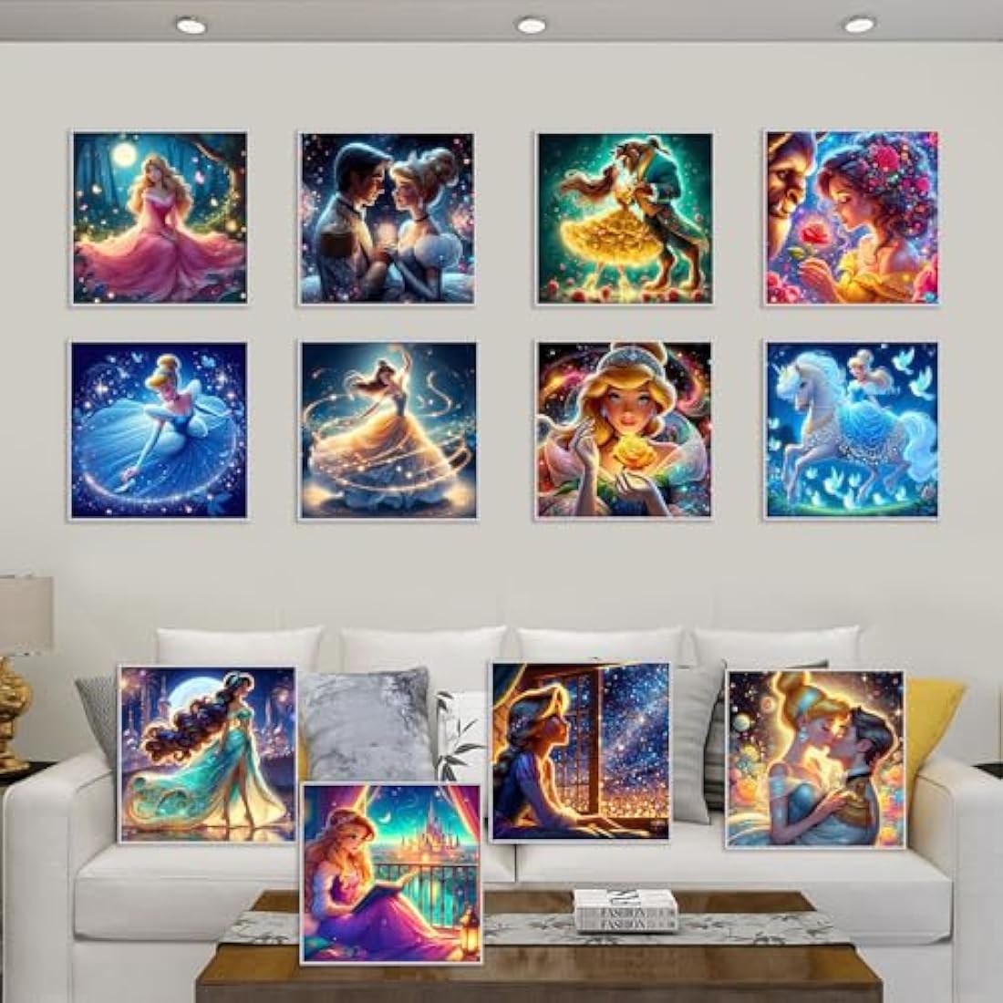 KEYRANKE 12 Pack Disney Diamond Art Kits Adults Kids, Princess Diamond Painting Kits Full Drill Shiny Diamond Embroidery Pictures Crystal Art Kits for Home Wall Decor Christ-mas Gift 11.6X11.6 inch