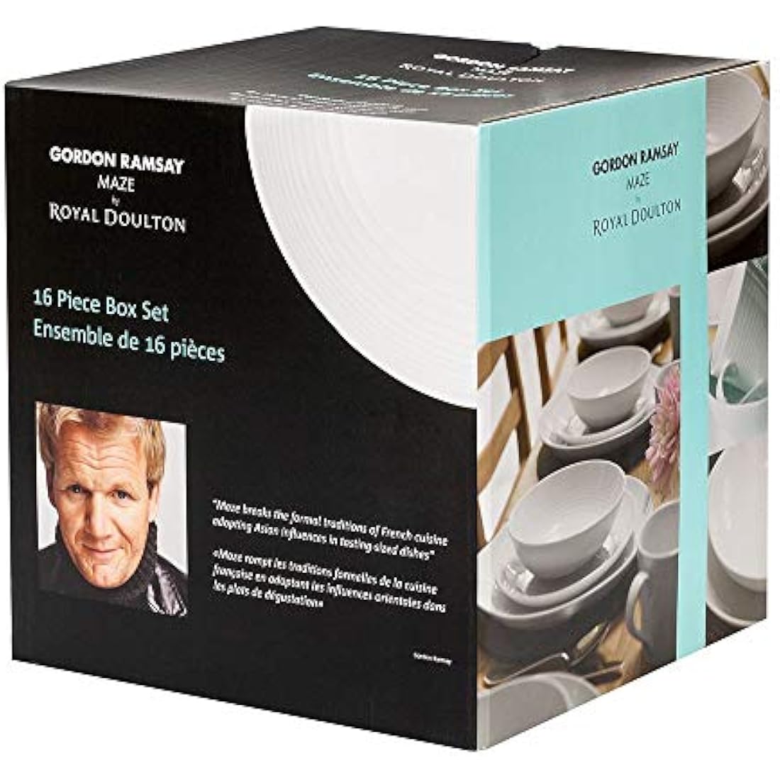 Royal Doulton Gordon Ramsay Maze White Collection Stoneware Set of 12 - Dinner Plates, Side Plates, & Cereal Bowls Ideal for Breakfast, Lunch and Dinner