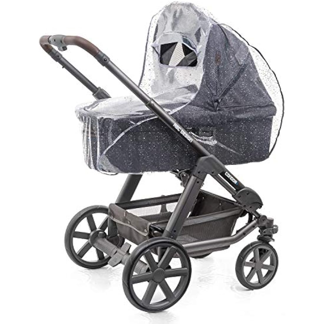 Zamboo Universal Rain Cover for Pram Carrycot (e.g. Hauck, Joie, ABC-Design etc.) | Air Circulating, Water Resistant and Durable Baby Protection Rain Shield (PVC-Free) - Grey