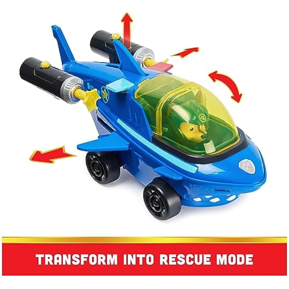PAW Patrol Aqua Pups, Chase Transforming Shark Vehicle with Collectible Action Figure, Kids’ Toys for Ages 3 and up