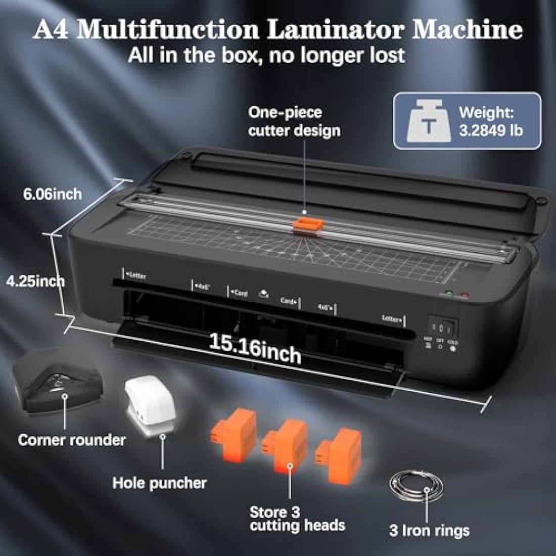 OidoZac Laminator Machine A4, 11 in 1 Thermal Laminating Machine Cold Hot Lamination with 36 Laminating Pouches 3 Cutter Heads & Built-in Trimmer Laminate Set for School Home Business Office(Black)