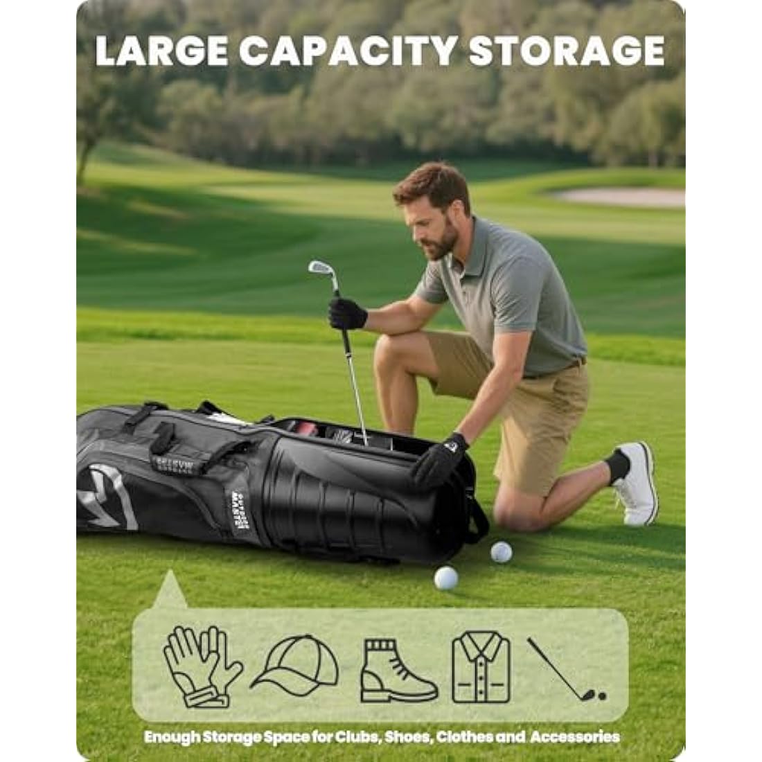 OutdoorMaster Golf Travel Bags for Airlines with Wheels and Hard Case Top, Protect Golf Clubs, Lightweight and Easy to Maneuver, Upgrade Version