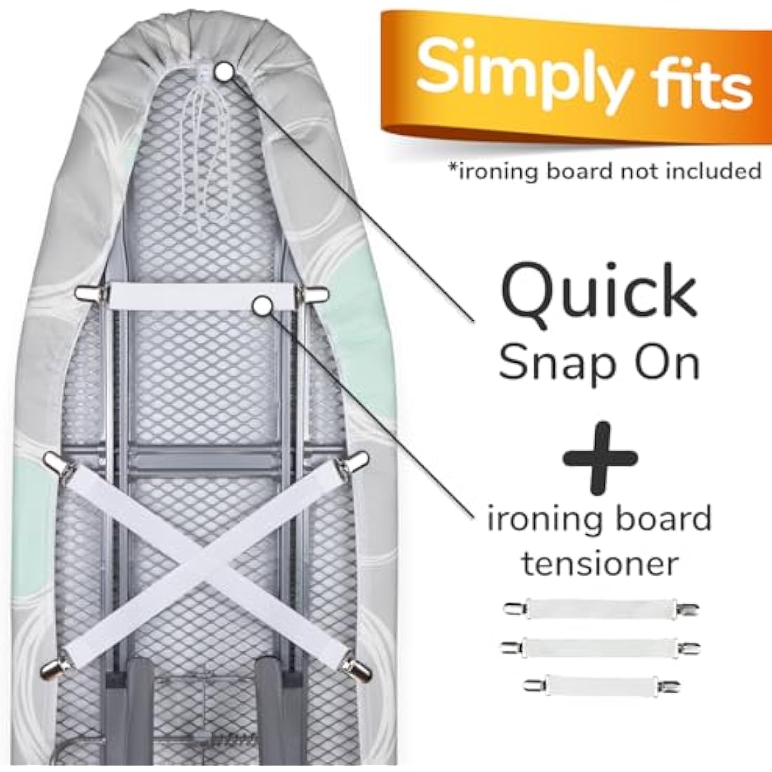 Super Soft 5 Layer Turbo Ironing Board Covers 125 x 45 cm - 50% faster with High Speed Steam Reflection, Made in EU, 100% Cotton Top, 122 x 38, 5 sizes, XL for Dimensions 120-125 x 40-45 cm