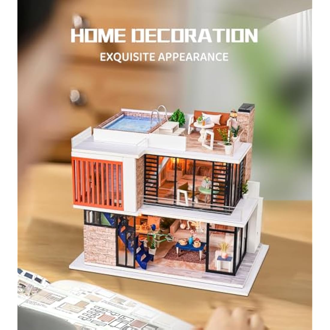 Spilay Diy Miniature House Kit, Mini Wooden Dolls House Kit with Furniture & Music Box, 1:24 Scale Creative Doll House Best Christmas Birthday Gift Age 14+ for Lovers Boys and Girls (Florence)
