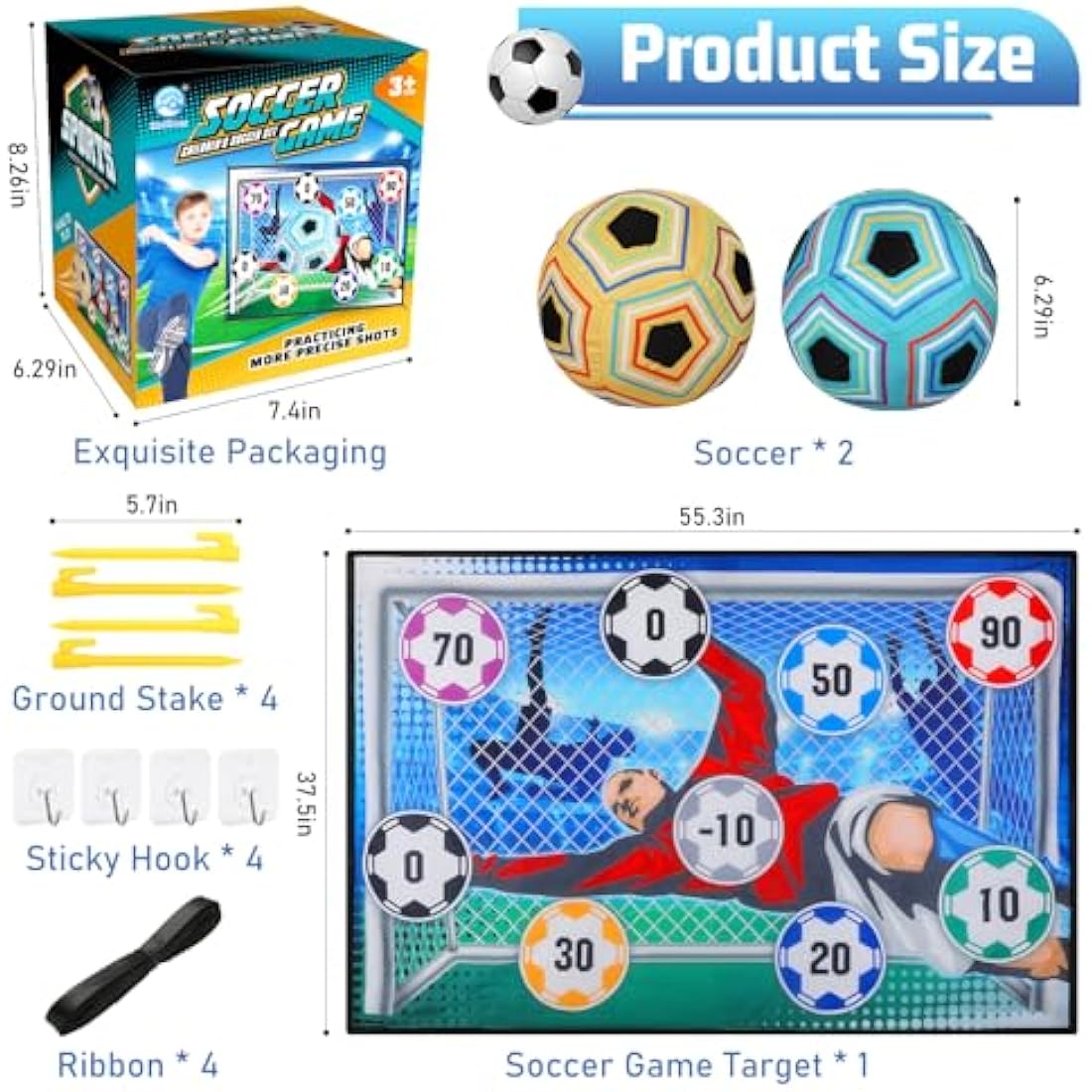 VATOS Football Ball Game Set for Kids, Indoor Outdoor Backyard Toss Football Goal Game with Balls, Foldable Flannel Goals, Birthday for 3 4 5 6 7 8 Year Old Boys Girls Sport Toy