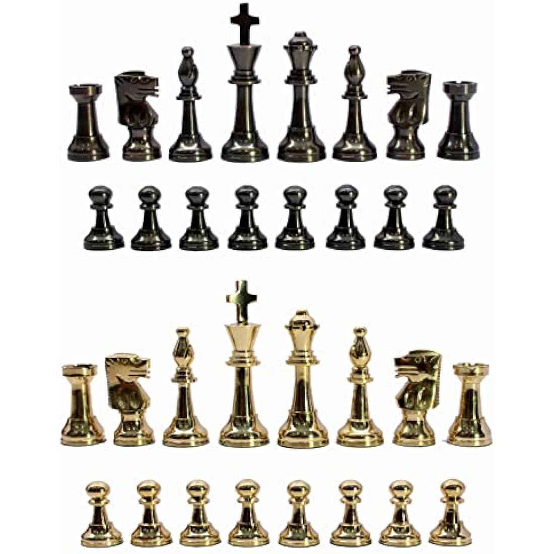 StonKraft Brass Chess Pieces Pawns Chessmen Chess Coins Figurine Pieces - 3" Inches - Staunton
