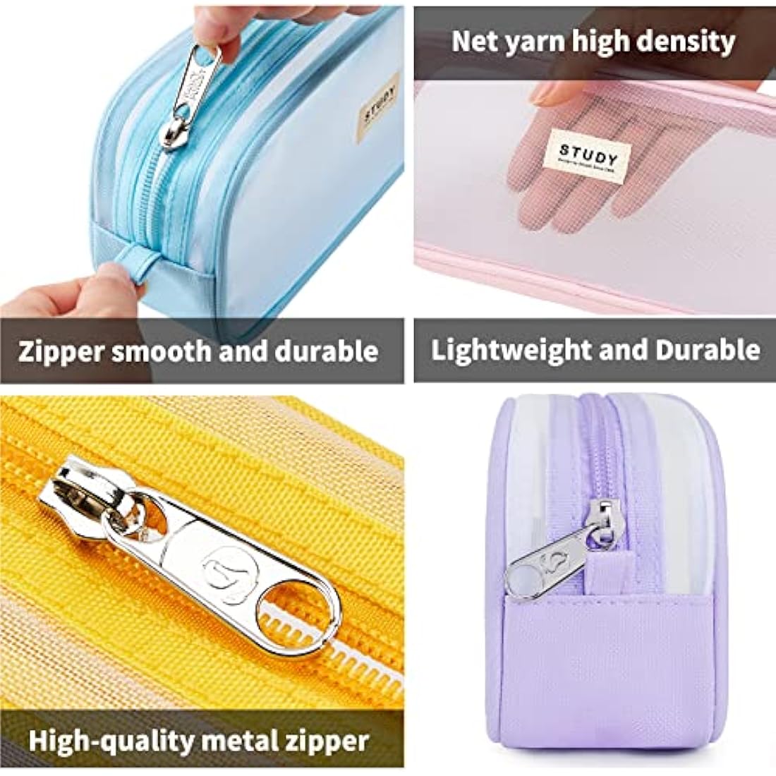 KALIDI Clear Pencil Case Large Pen Bag Stationery Pouch Cosmestic Make up Bag for Student School College Office