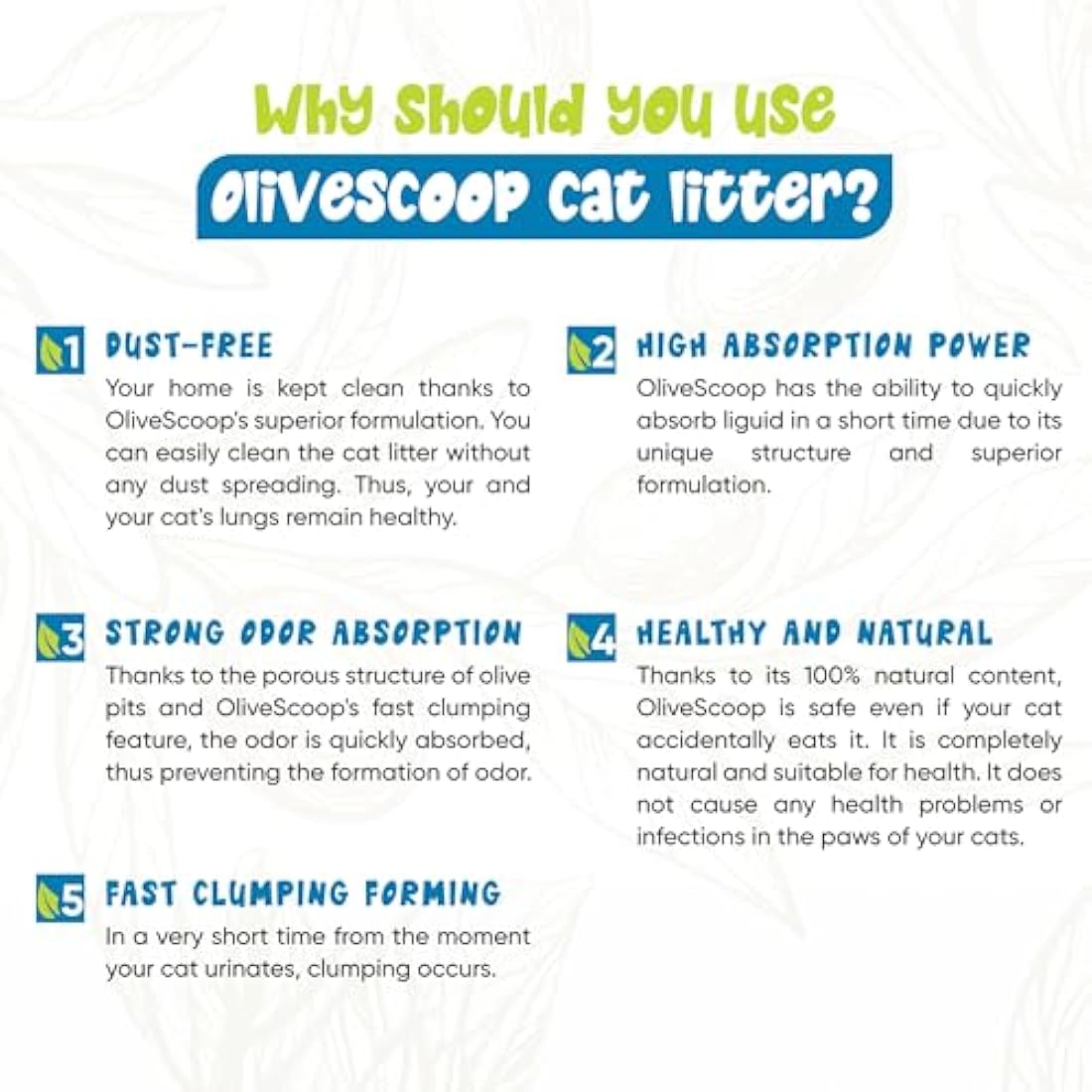 Olive Scoop Natural Cat litter Clumping | Made From 100% Olive Pits | Dust Free Cat Litter | Kitten Litter | Ultra Clumping Cat Litter Odour Control - 16L (2x 8L pack)