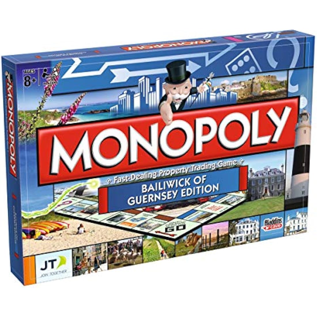 Winning Moves Guernsey Monopoly Board Game, Advance to The Little Chapel, Hauteville House or Castle Cornet and trade your way to success, 2–6 players makes a great gift for ages 8 plus