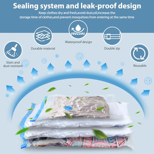 Kissleaf Vacuum Storage Bags 15-Pack Vacuum Bags with Electric Pump 30 Seconds Fast Compression Durable Dustproof Waterproof Vaccine Storage Bags