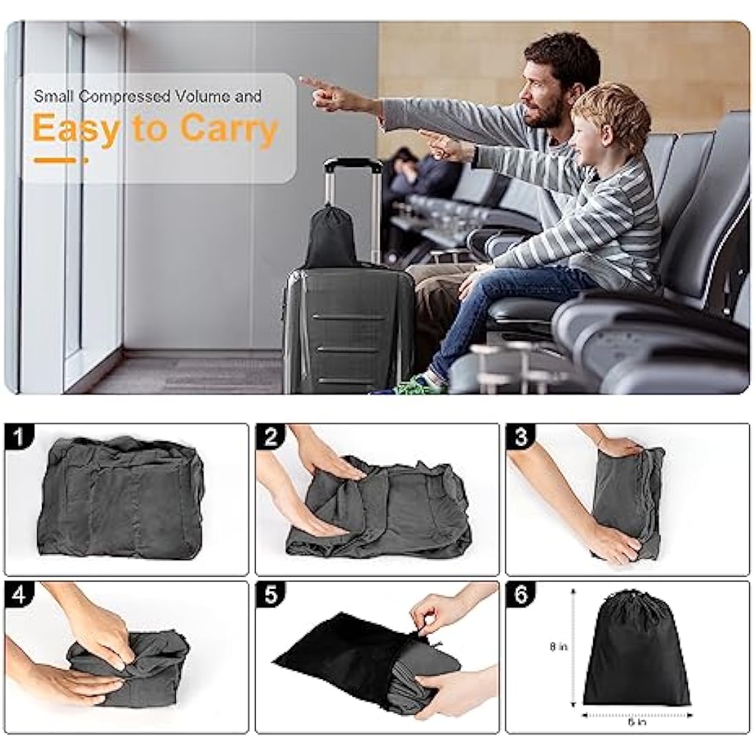 Maliton Airplane Footrest, Inflatable Foot Rest for Kids, Adjustable Height Travel Pillow On Airplanes, Cars, Office, Toddler Travel Essentials (Dark Grey, 2 Pack