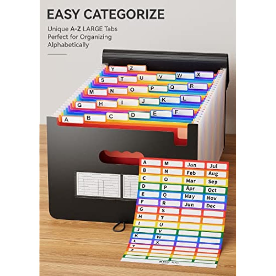 ABC life Expanding File Folders, A4 Accordion Document Organiser Folder Portable Rainbow File Organiser Filing Boxes High Capacity Storage Bag for School/Home/Office
