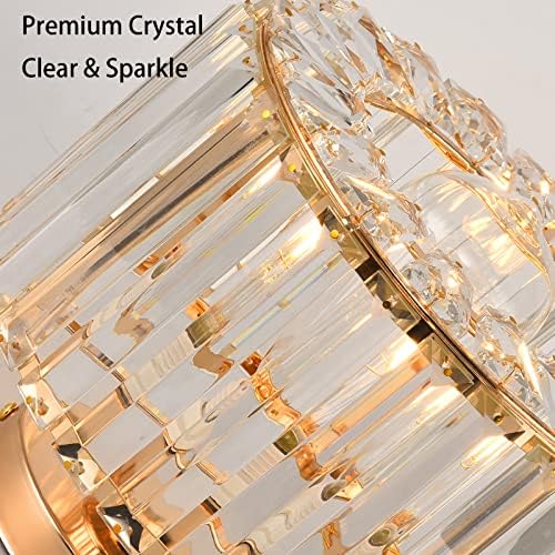 ZYDTRIP Crystal Ceiling Light Fixture Semi Flush Mount Ceiling Lamp Modern Gold Crystal Chandelier for Living Room Hallway Dining Room Kitchen