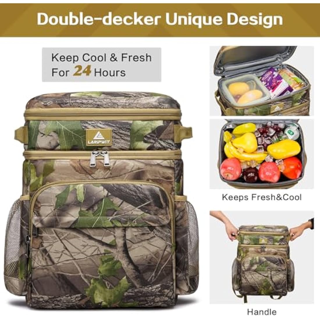 Laripwit Cooler Backpack 54 Cans Insulated Cool Bag Rucksack Leak-Proof Picnic Backpack for Men Women - Perfect Large Soft Cooler Rucksack for Travel, Camping, Lunch, Beach