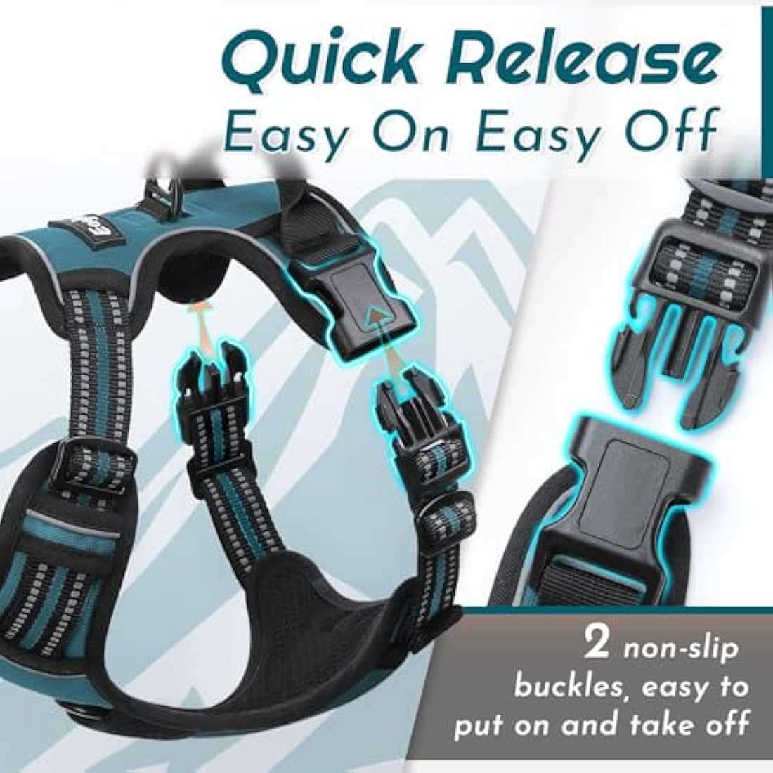 Eagloo Dog Harness Medium, No Pull Harness with Front Back Clips, Adjustable Dog Walking Vest, Soft Padded Pet Vest, Reflective No-Choke Breathable with Easy Control Handle, Dark Green, M