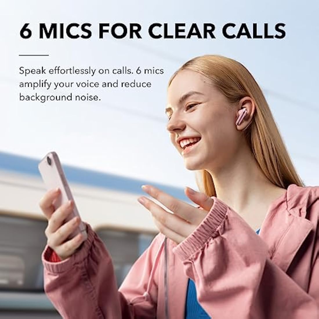 soundcore by Anker Liberty 4 NC Wireless Noise Cancelling Earbuds, 98.5% Noise Reduction, Adaptive Noise Cancelling to Ears and Environment, Hi-Res Sound, 50H Battery, Wireless Charging (pink)