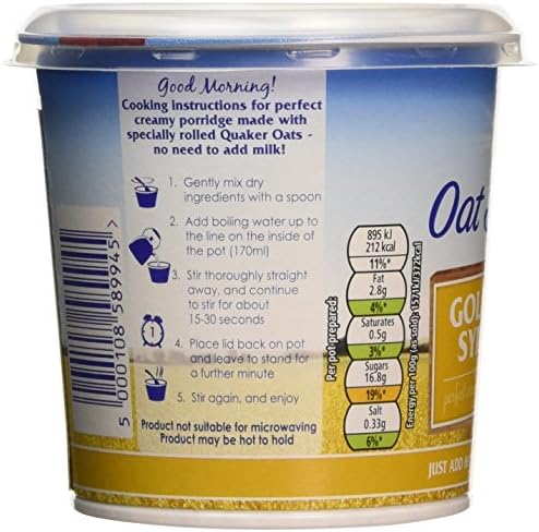 Quaker Oat So Simple Golden Syrup Porridge Pots, 57 g (Pack of 8)