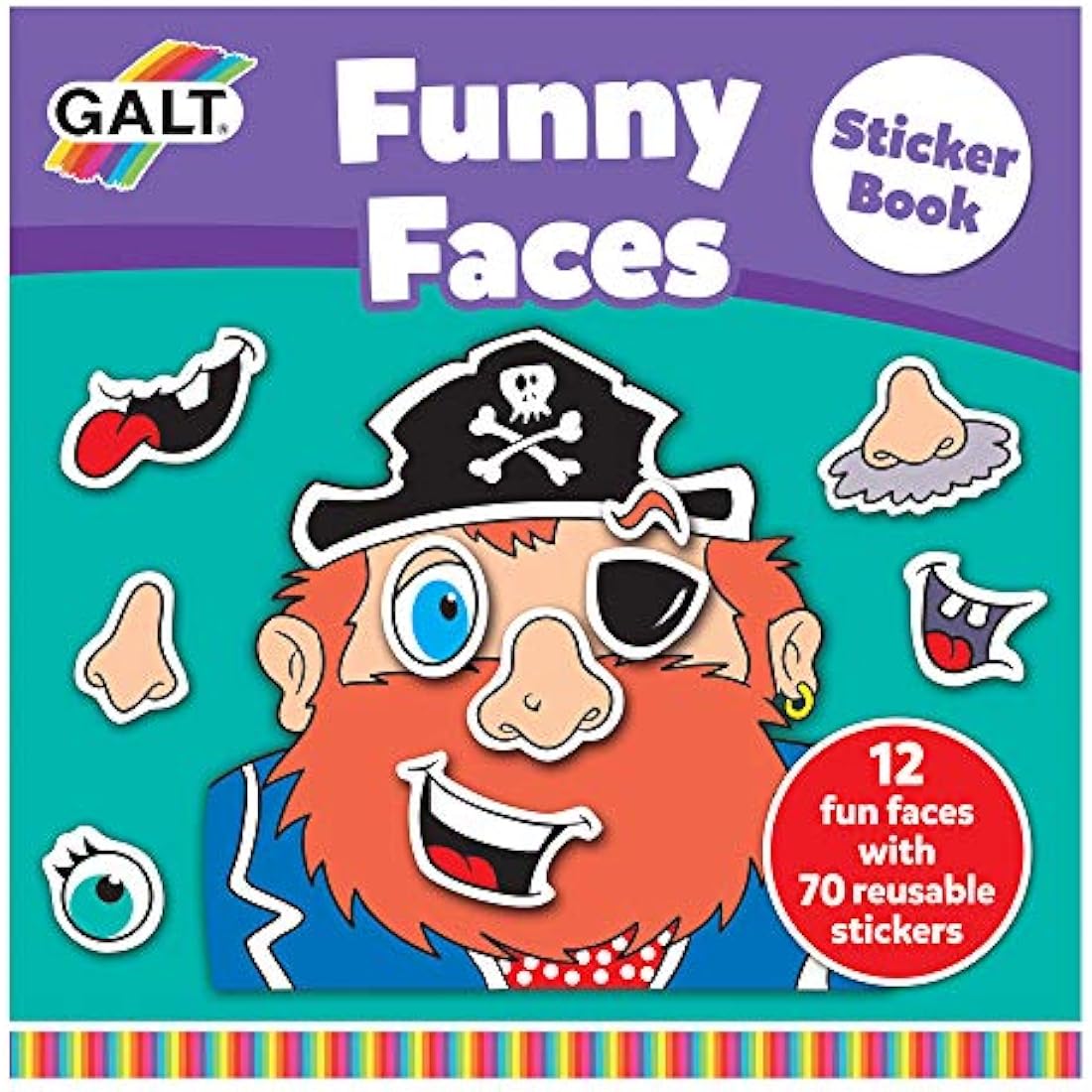 Galt Toys, Funny Faces Sticker Book,Kids Sticker Book, Ages 3 Years Plus