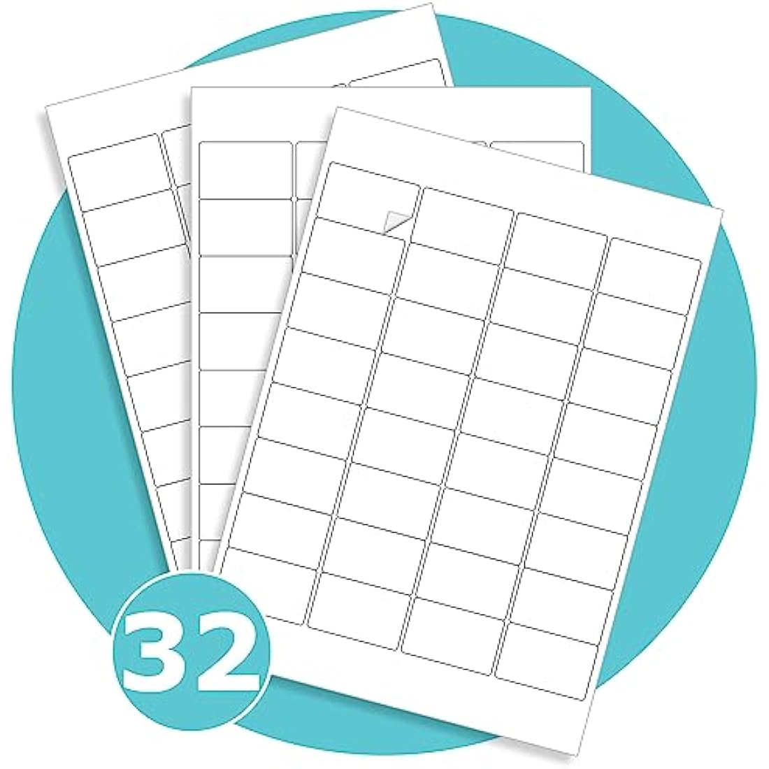 Triplast 100 x Multipurpose A4 Label Sheets - 32 Labels Per Sheet (49 x 30mm Each) - Easy Peel White Labels for Inkjet & Laser Printer - Address Labels, Shipping Labels, File Labels, DIY Stickers