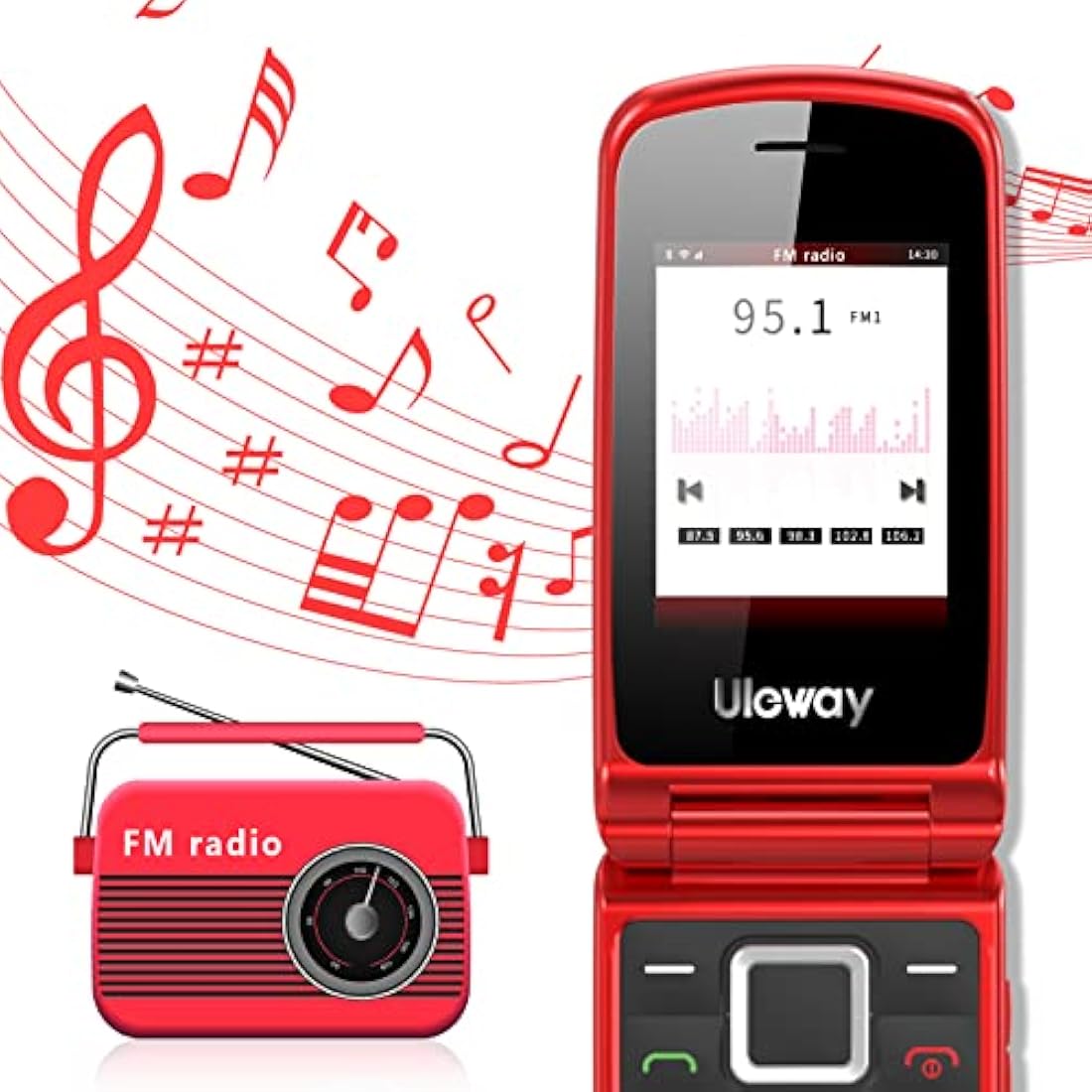 Senior Mobile Phone with Big Buttons, GSM Sim Free Unlocked Basic Cell Phones Easy to Use, Flip Phone with Dual Color Display | SOS Button | FM Radio | Torch |1000mAh Battery | Speed Dial (Red)