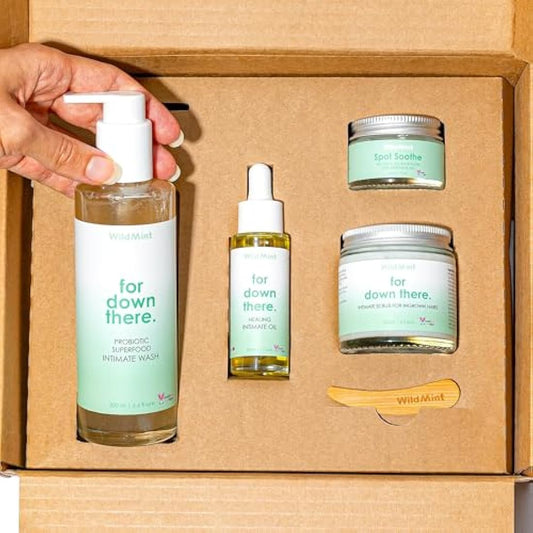 Superfood Intimate Care Kit | Healing Intimate Oil, Probiotic Intimate Wash, Intimate Scrub & Spot Soothe Gel | Bikini Line Shaving Routine For Ingrown Hairs, Razor Bumps, Irritation & Dryness