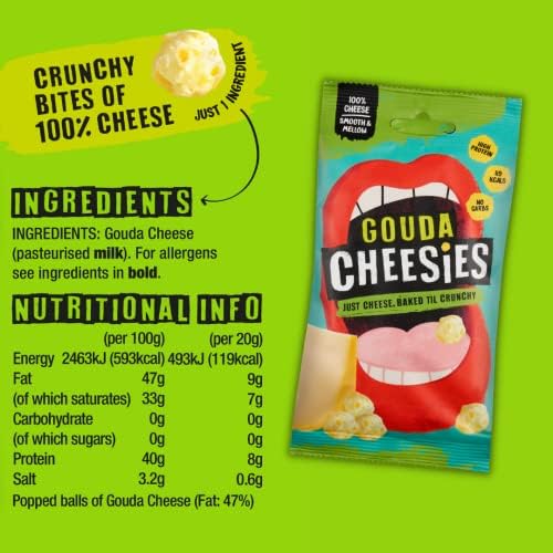 CHEESIES | Crunchy Snacking Cheese Keto Snack | Variety Pack | 100% Cheese | Sugar Free, Gluten Free, No Carb | High Protein and Vegetarian | Crunchy, Baked and Tasty | Multipack (20 g (Pack of 24))