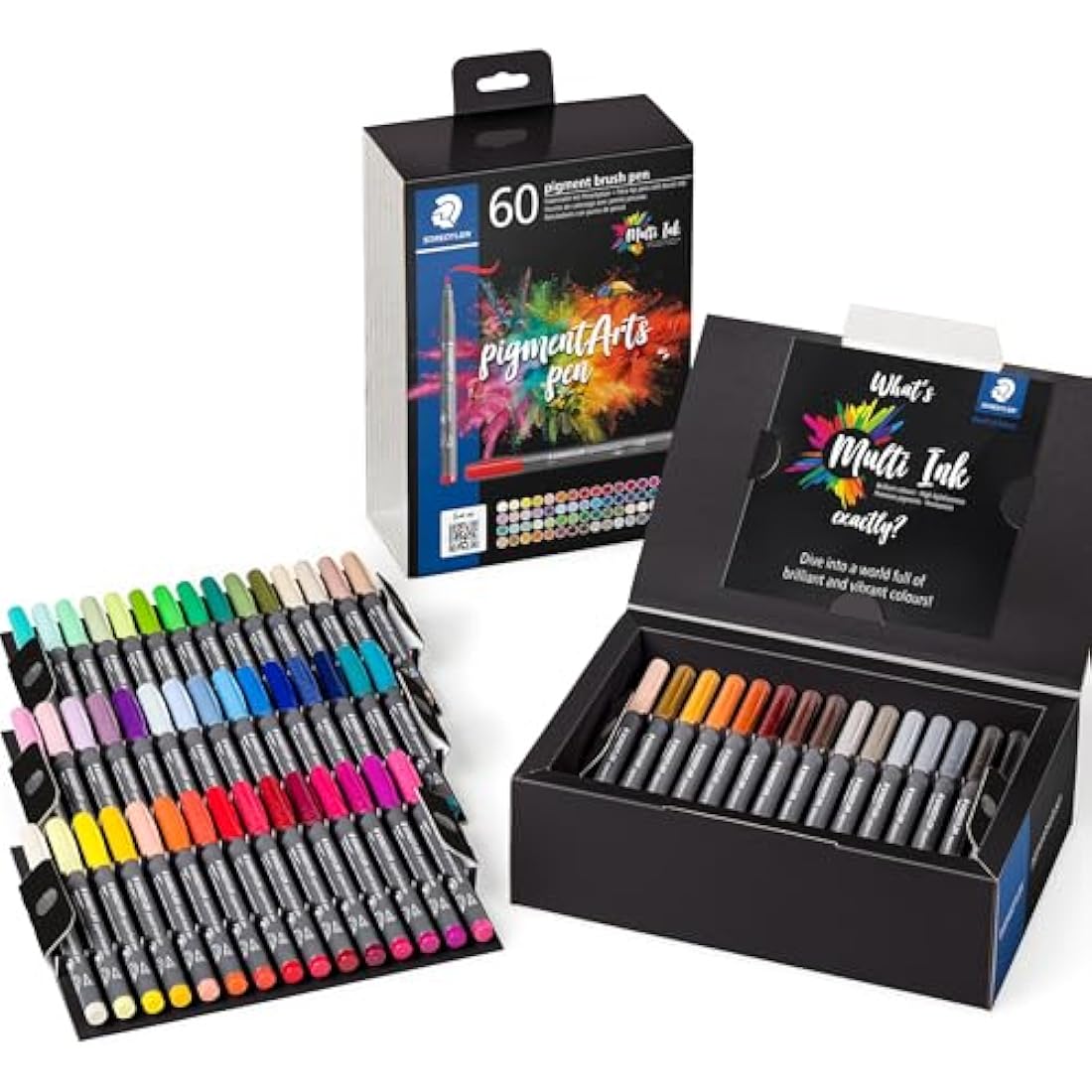 STAEDTLER 371 C60 Pigment Arts Brush Pen - Assorted Colours (Pack of 60)