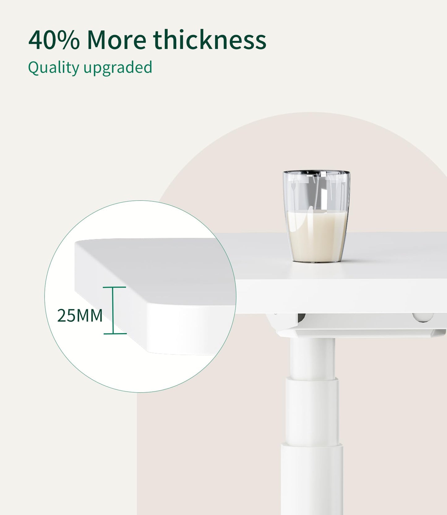 MAIDeSITe Table Top,Desktop for Height Adjustable Electric Standing Desk,White,100 * 60 * 2.5 cm